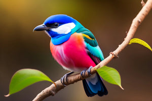 photo-wallpaper-vividly-coloured-songbird-perched-on-a-twig-in-warm-light
