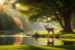 photo-wallpaper-deer-in-the-woods-generated-ai