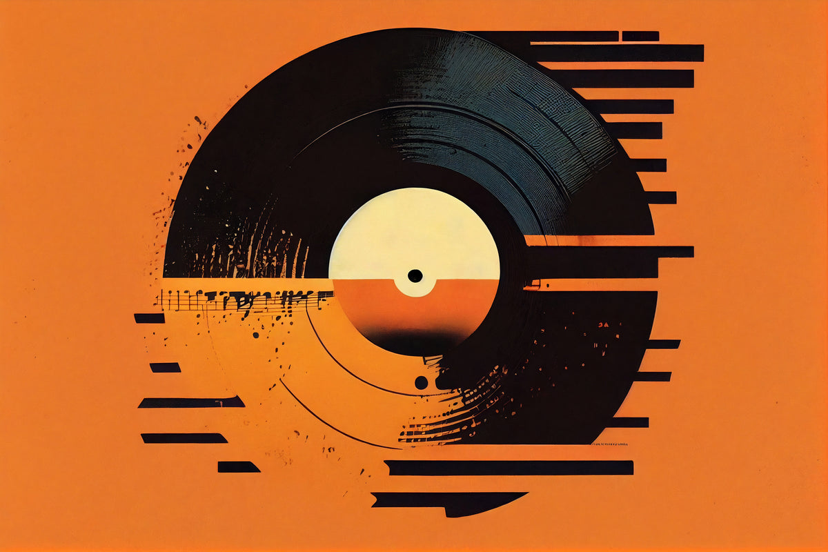 photo-wallpaper-vinyl-record-in-glitch-graphics-on-glowing-orange