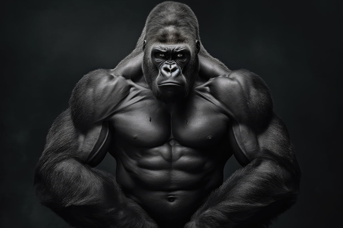 photo-wallpaper-gorilla-showing-big-muscles-and-strength-extreme-closeup-generative-ai