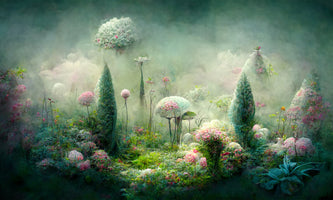 photo-wallpaper-dreamlike-misty-garden-with-pink-blossom-trees-and-a-floating-island