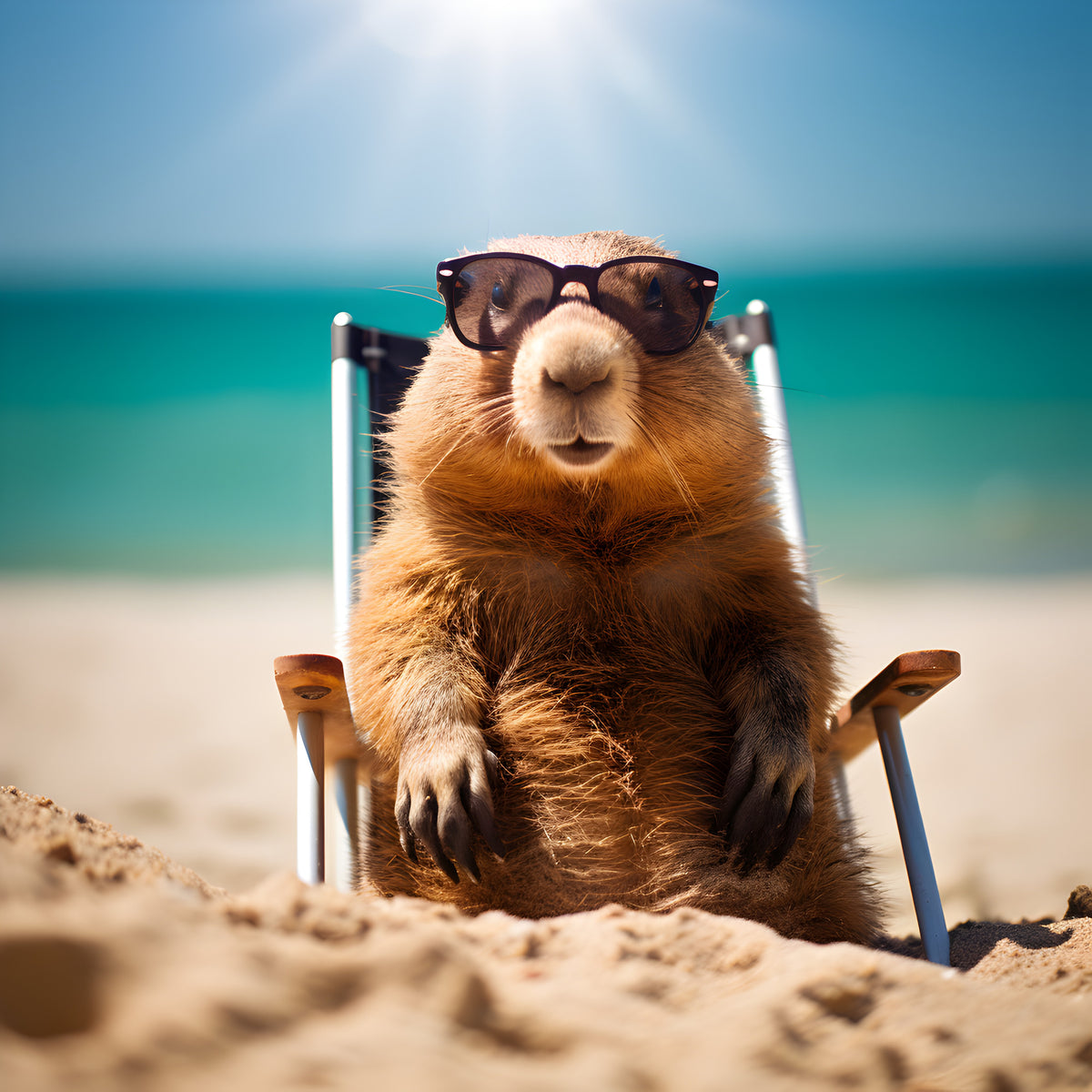 photo-wallpaper-groundhog-wearing-sunglasses-on-a-beach