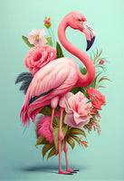 photo-wallpaper-flamingo-adorned-with-roses-and-blossoms-on-soft-mint-green