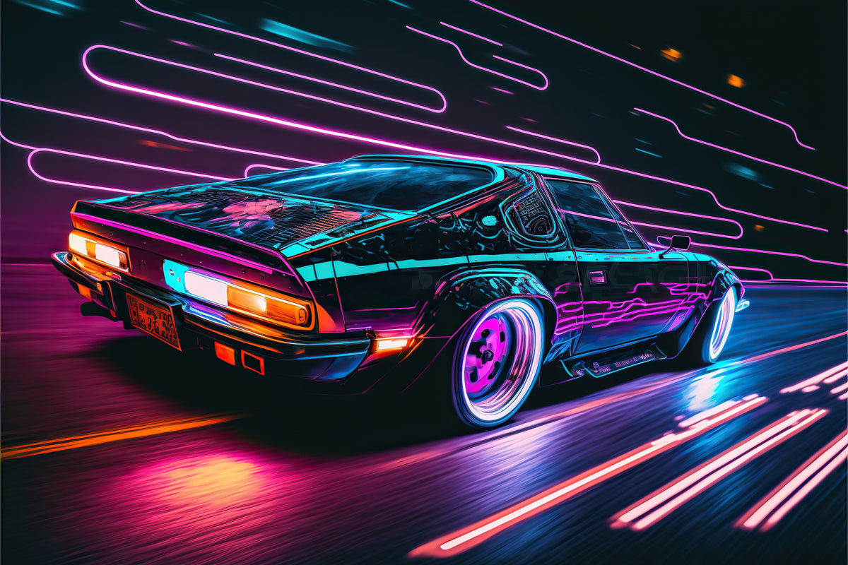 photo-wallpaper-sports-car-in-neon-glow-with-light-trails-on-a-night-road