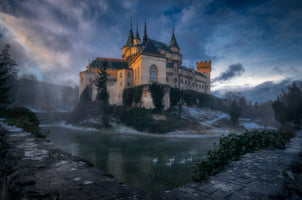 photo-wallpaper-enchanted-castle-lake-swans