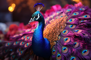 photo-wallpaper-peacock-with-iridescent-tail-fanned-in-blue-and-magenta