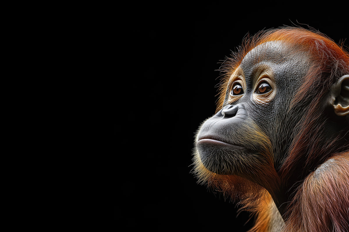 photo-wallpaper-young-orangutan-in-profile-against-deep-black