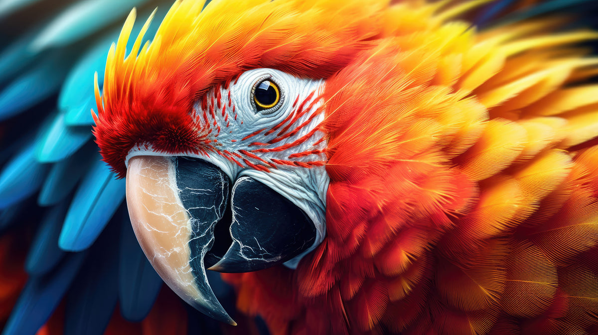 photo-wallpaper-macaw-in-profile-with-glowing-red-and-yellow-plumage