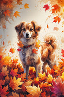 photo-wallpaper-cute-dog-in-autumn-leaves-watercolor-illustration