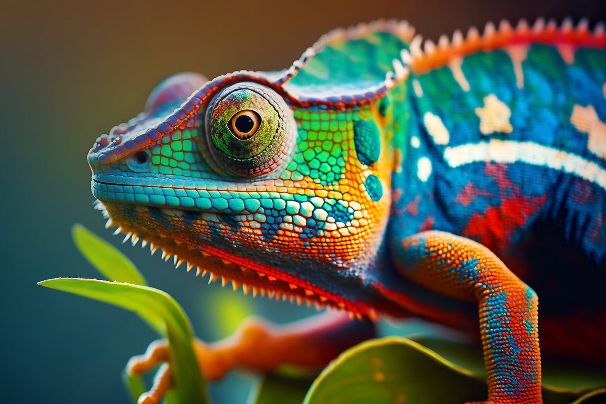 photo-wallpaper-closeup-of-a-colorful-chameleon-lizard-generative-ai
