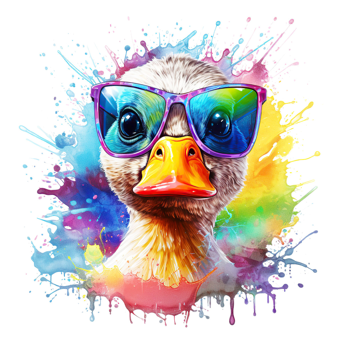 photo-wallpaper-cartoon-colorful-duckwith-sunglasses-on-white-background