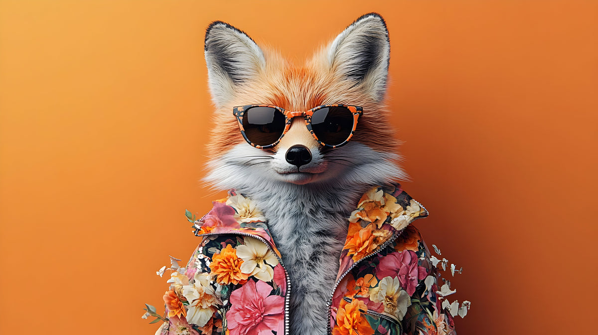 photo-wallpaper-fox-in-sunglasses-and-a-floral-jacket-on-bold-orange