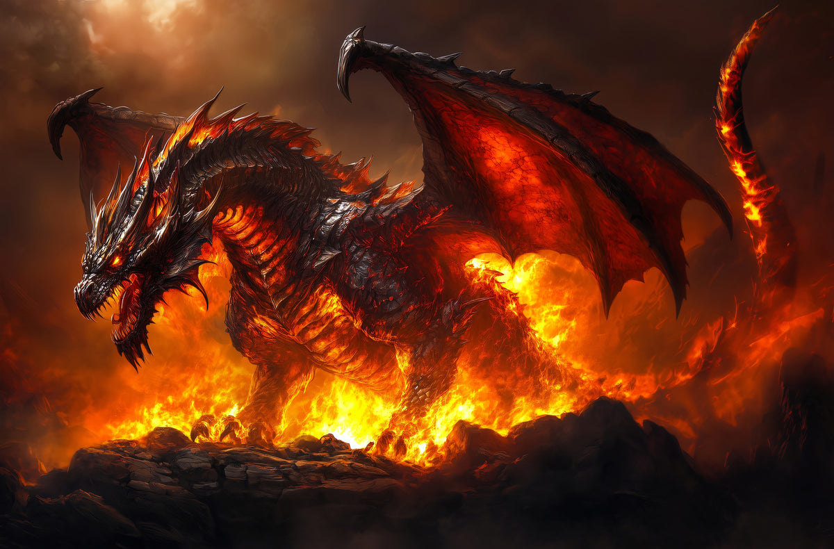 photo-wallpaper-giant-fire-dragon-spreading-its-wings-over-lava-and-fire