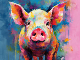 photo-wallpaper-a-pop-art-style-painting-of-a-pig-generative-ai