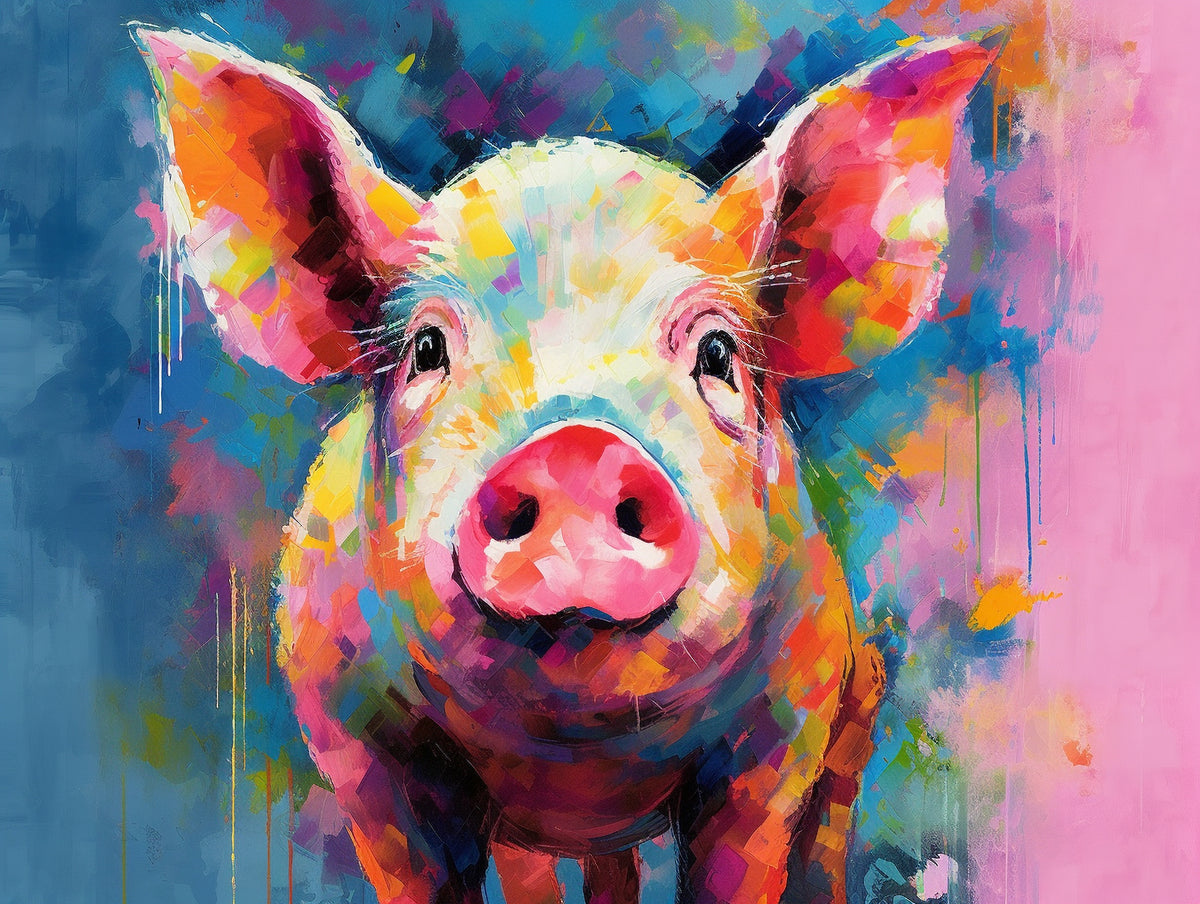 photo-wallpaper-a-pop-art-style-painting-of-a-pig-generative-ai