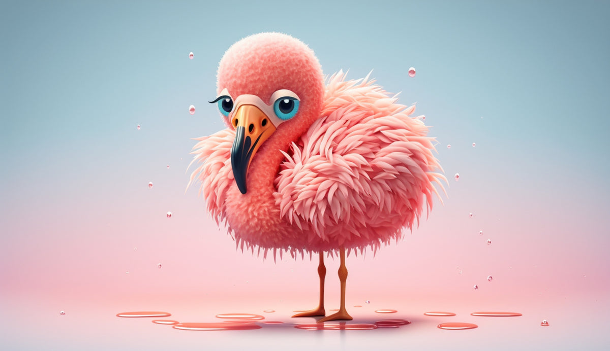 photo-wallpaper-cute-cartoon-pink-flamingo-generative-ai