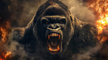 photo-wallpaper-angry-gorilla-roaring-amidst-flames-and-smoke