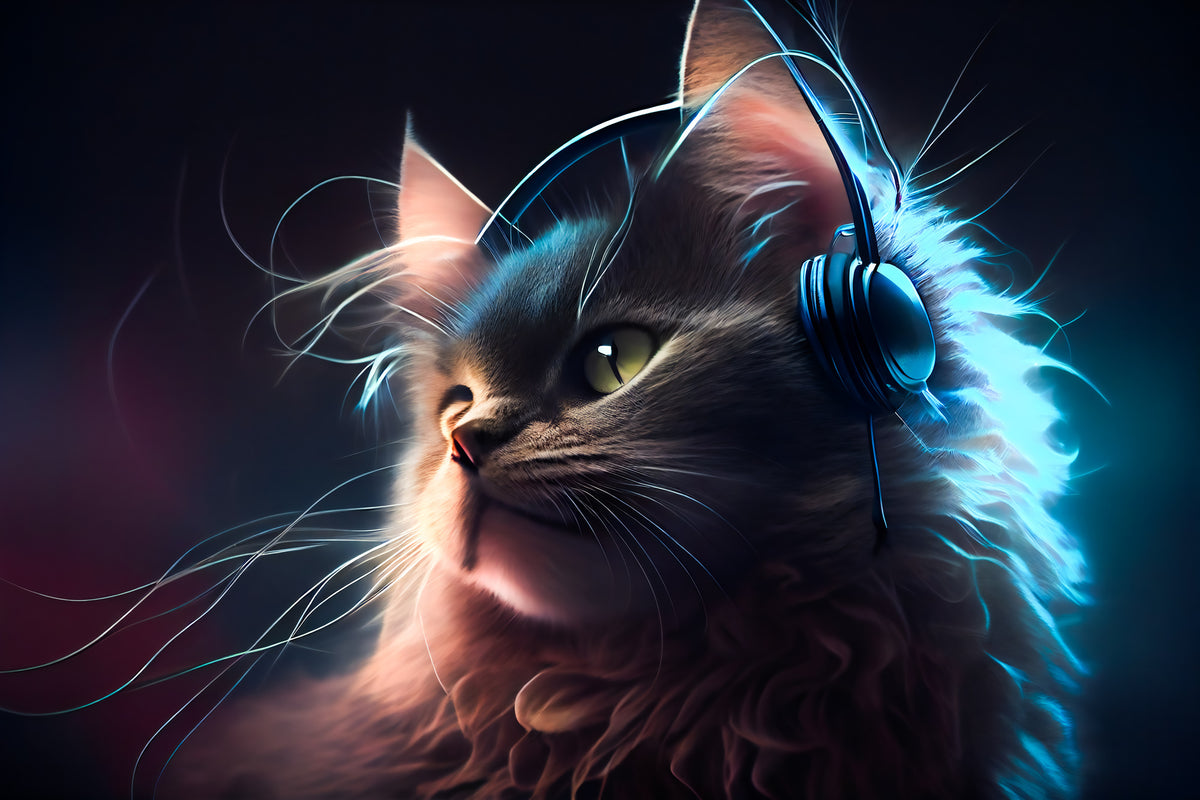 photo-wallpaper-cat-music-headphones-generative-ai