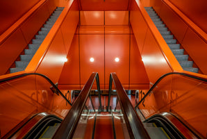 photo-wallpaper-vibrant-orange-escalators