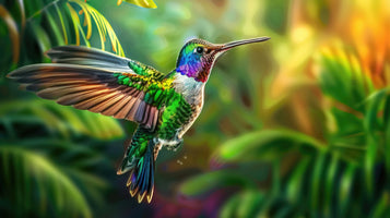 photo-wallpaper-flying-hummingbird-with-green-forest-in-background-small-colorful-bird-in-flight