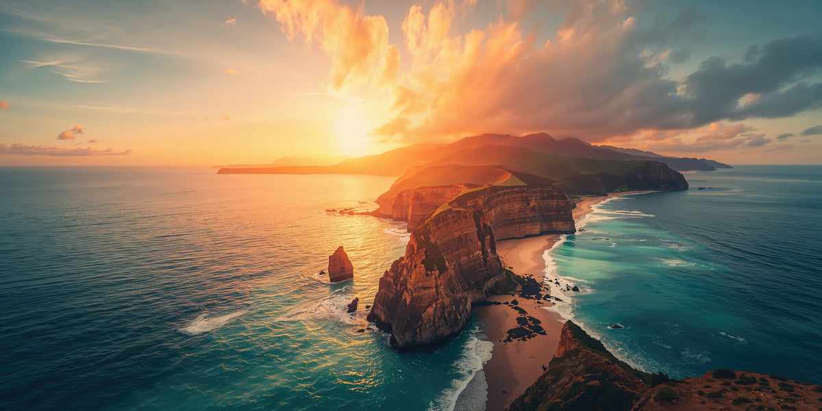photo-wallpaper-steep-sea-cliffs-and-rock-stack-at-golden-sunset