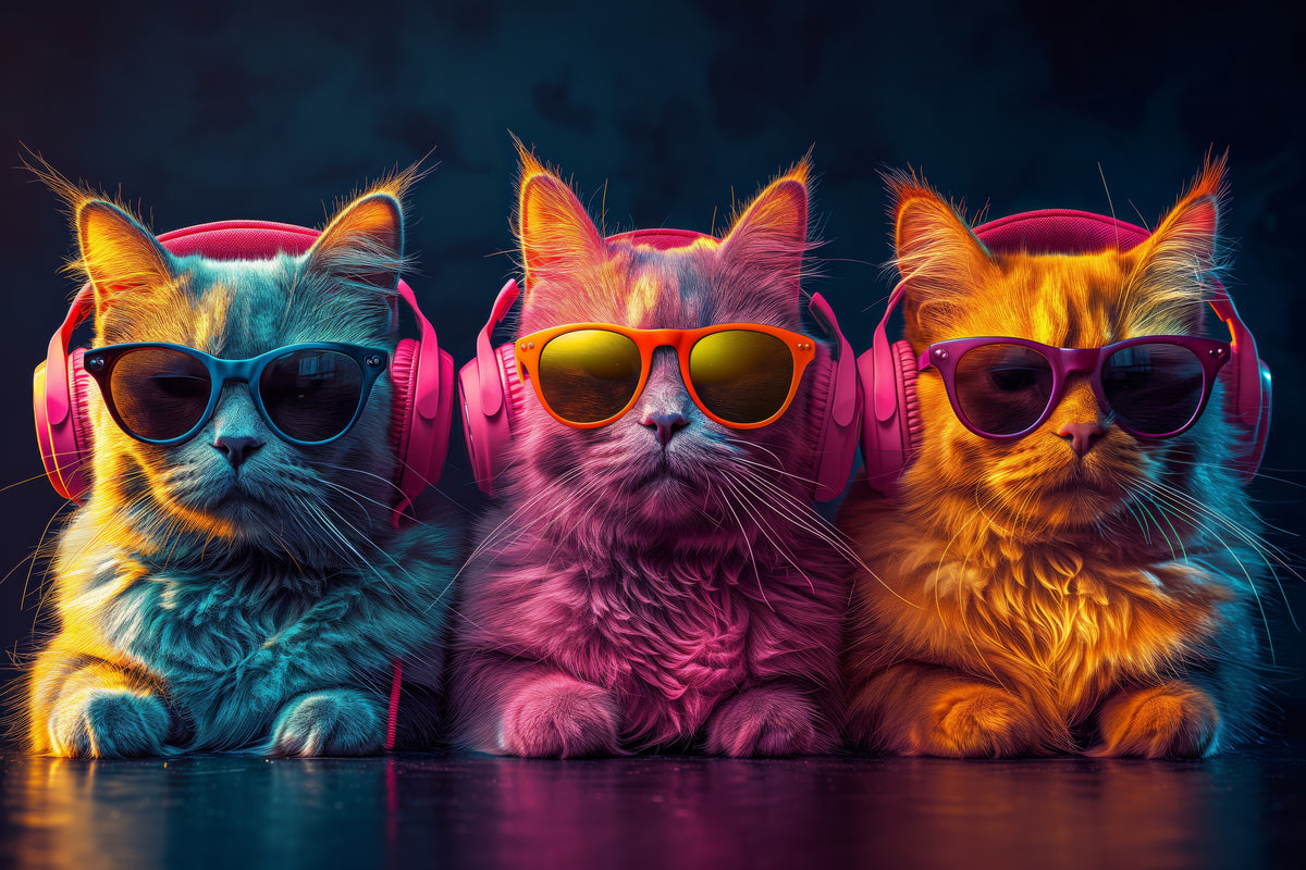 photo-wallpaper-three-cats-in-headphones-and-sunglasses-lit-in-neon-colours