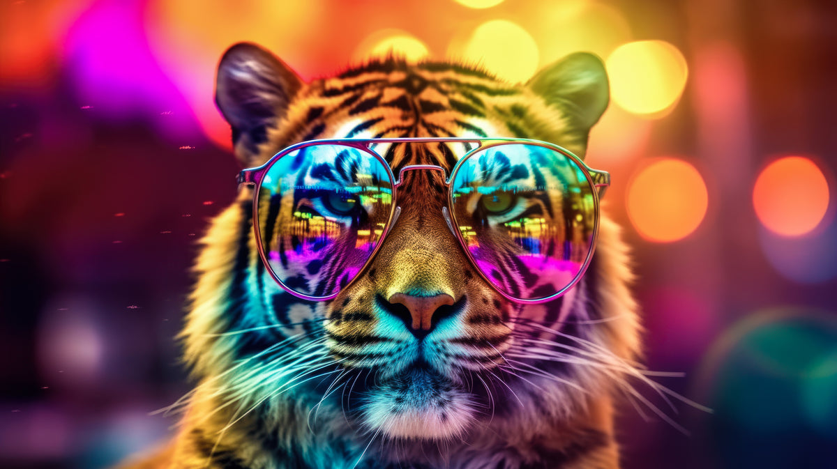 photo-wallpaper-tiger-in-aviator-glasses-under-neon-lights-and-colourful-bokeh