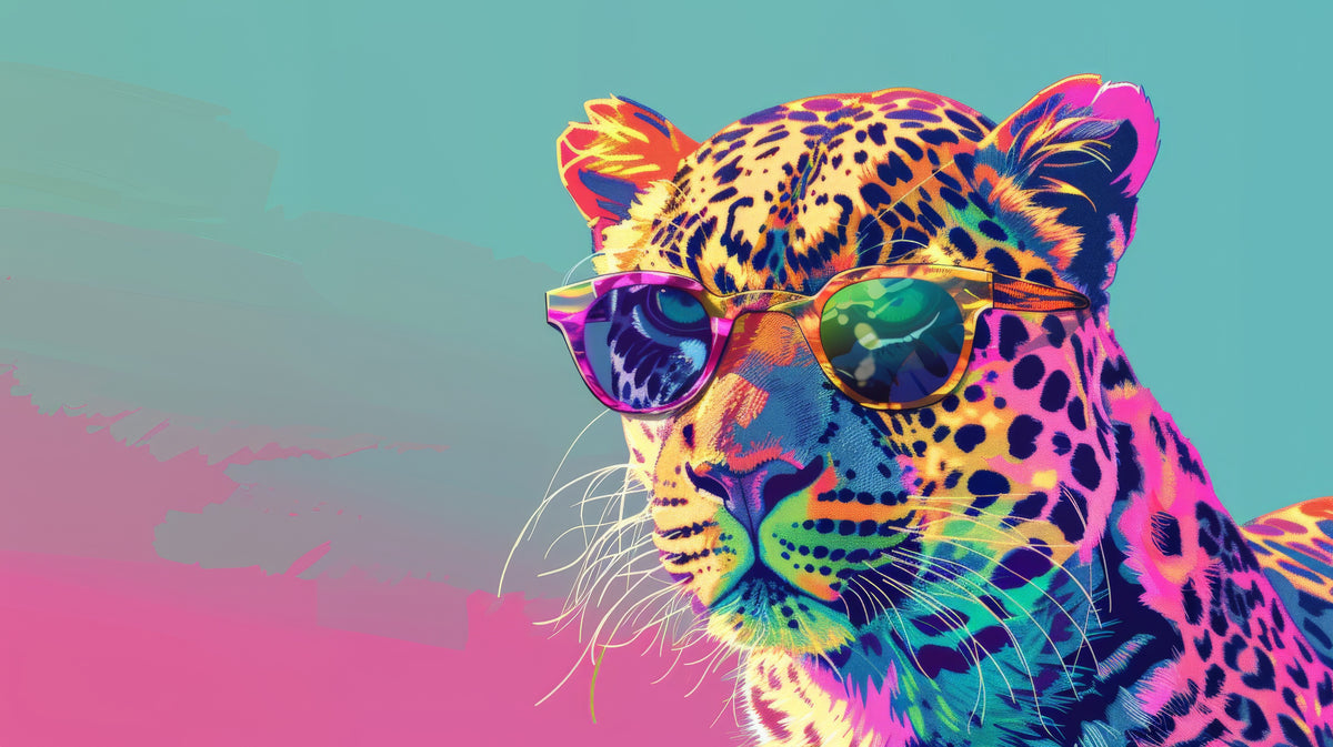photo-wallpaper-cartoon-colorful-leopard-with-sunglasses-background-photogram-copy-space