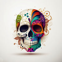 photo-wallpaper-sugar-skull-split-in-two-white-filigree-meets-vivid-colour