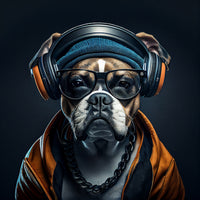 photo-wallpaper-portrait-of-dog-wearing-hat-and-headphone-with-generative-ai