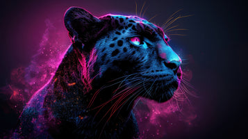 photo-wallpaper-black-panther-in-neon-light-profile-glowing-magenta-and-blue