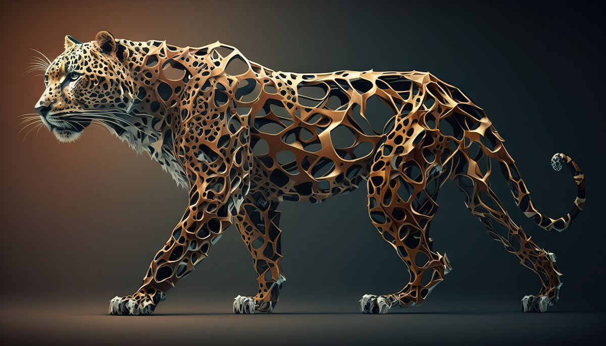 photo-wallpaper-prowling-leopard-formed-from-golden-lattice-against-deep-shadow