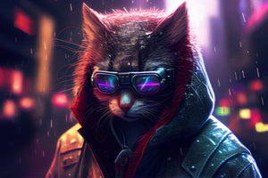 photo-wallpaper-cyberpunk-cat-at-night-time-in-city