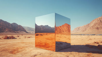 photo-wallpaper-mirrored-cube-in-a-red-desert-reflecting-rugged-mountains