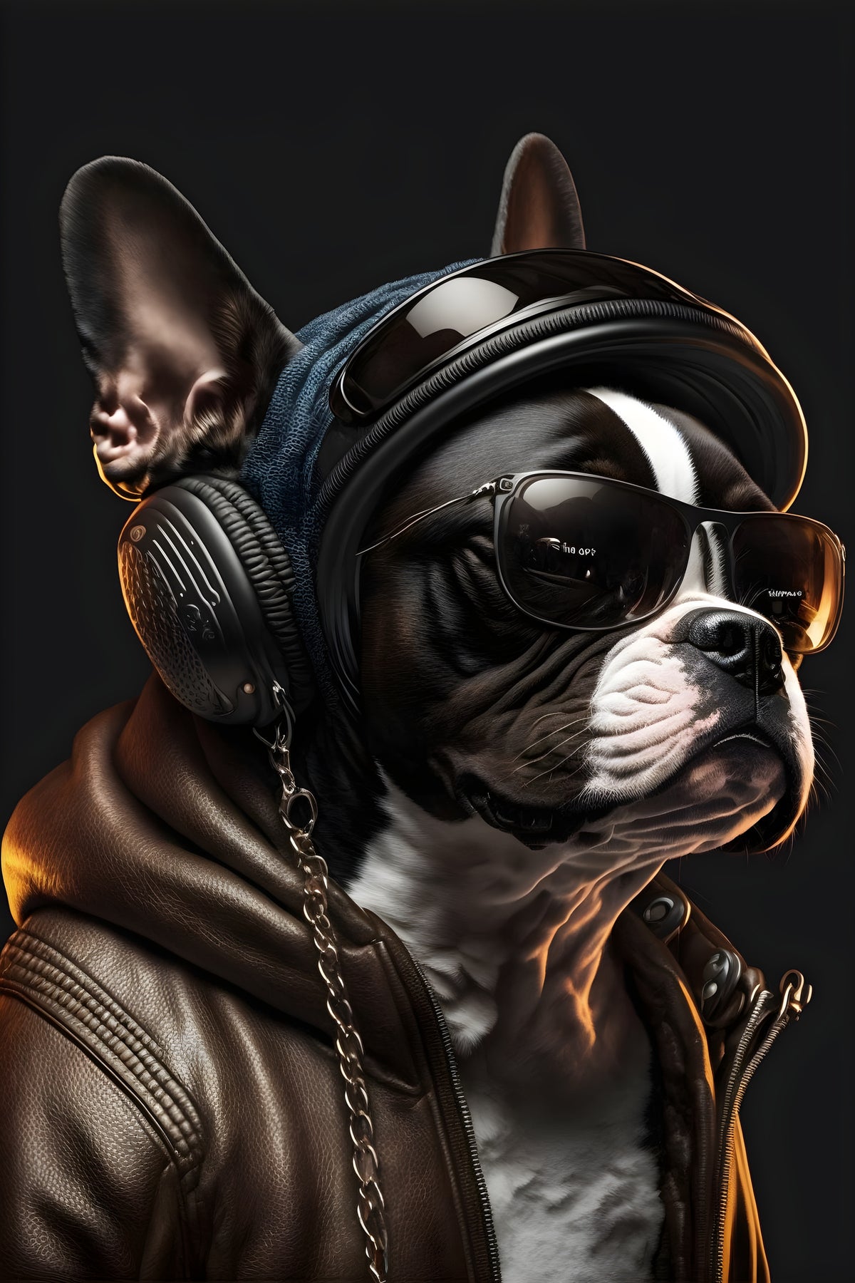 photo-wallpaper-boston-terrier-in-a-leather-jacket-with-aviator-shades-and-headphones