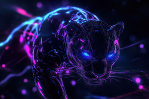 photo-wallpaper-black-panther-in-neon-light-with-glowing-blue-eyes