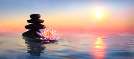 photo-wallpaper-zen-concept-spa-stones-and-waterlily-in-lake-at-sunset