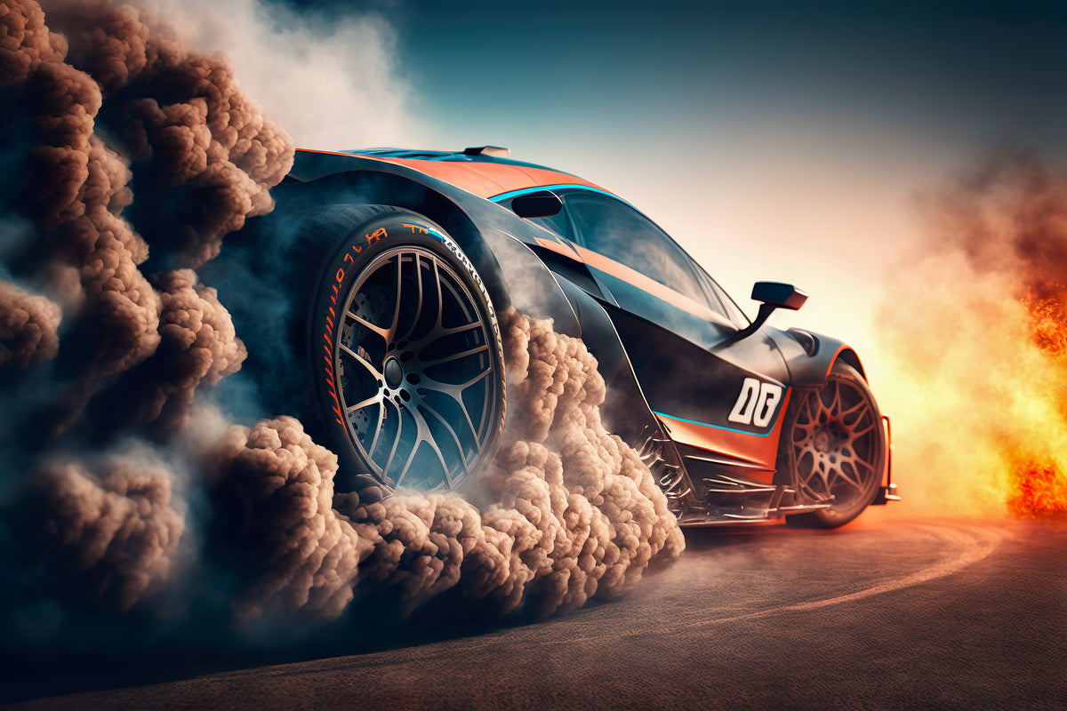photo-wallpaper-sport-car-raceing-on-race-track-car-wheel-drifting-generative-ai