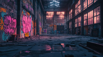 photo-wallpaper-abandoned-factory-hall-with-neon-graffiti-at-dusk