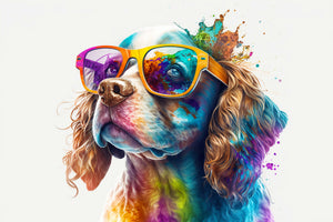 photo-wallpaper-cocker-spaniel-in-sunglasses-amid-vivid-paint-splashes