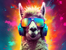 photo-wallpaper-llama-in-headphones-and-mirrored-shades-against-a-neon-colour-burst