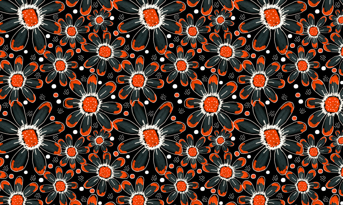 photo-wallpaper-vibrant-black-orange-blooms