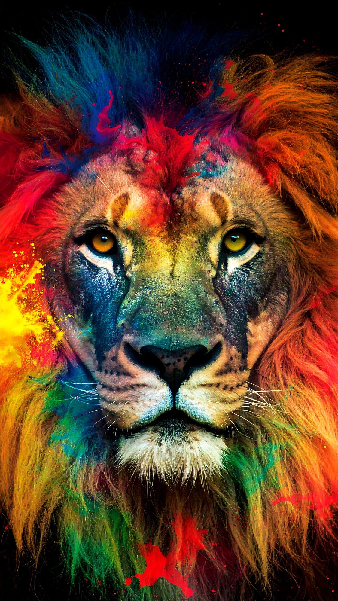 photo-wallpaper-vibrant-lion-portrait-with-colorful-mane