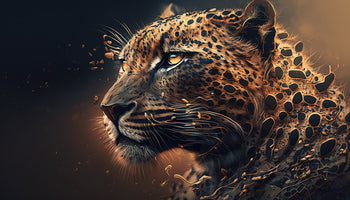 photo-wallpaper-leopard-profile-dissolving-into-golden-droplets-on-dark-ground