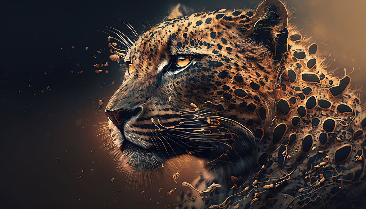 photo-wallpaper-leopard-profile-dissolving-into-golden-droplets-on-dark-ground