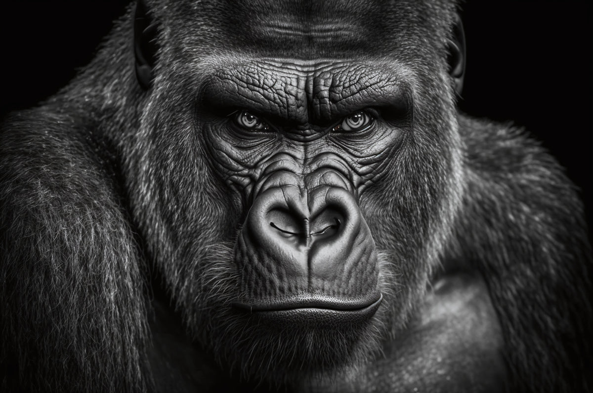 photo-wallpaper-black-and-white-head-portrait-of-a-gorilla