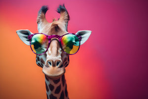 photo-wallpaper-giraffe-in-colourful-sunglasses-against-pink-and-orange
