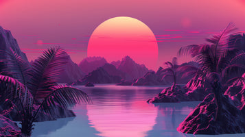 photo-wallpaper-tropical-lagoon-with-a-giant-neon-pink-sun-in-retro-futuristic-glow