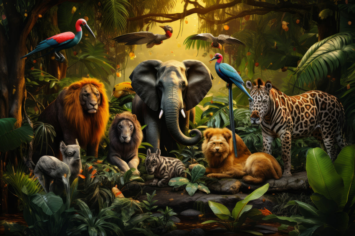 photo-wallpaper-mixed-group-of-wild-animals-in-the-jungle