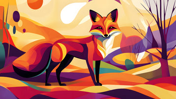 photo-wallpaper-fox-in-a-vivid-rolling-landscape-of-bold-graphic-colour-planes